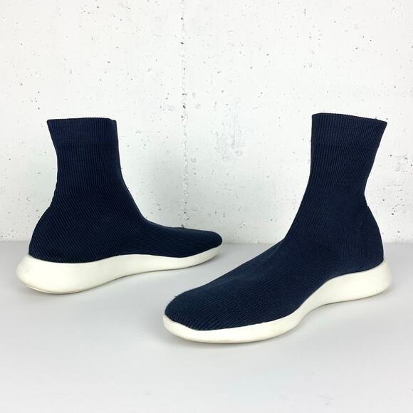 Vince Womens Abbot Sock Sneaker Boots Navy Knit White Soles Pull On Size 10 - Picture 10 of 12